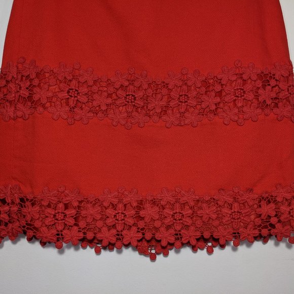 J. Crew Cotton Floral Scalloped Lace Mini Skirt Red Orange Red Style A4134 Sz 0 - Picture 3 of 7